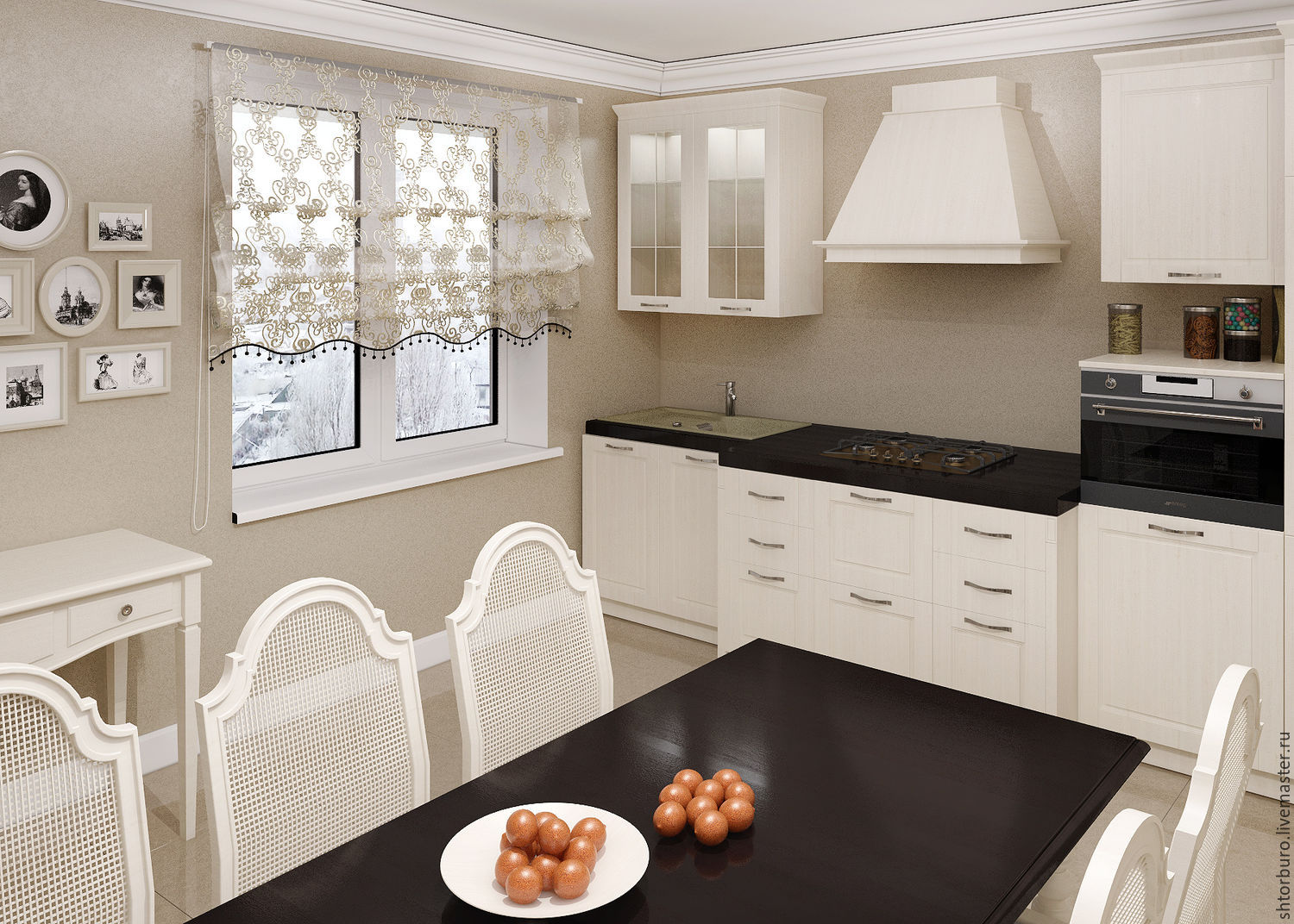 шторы для белой кухни в современном стиле