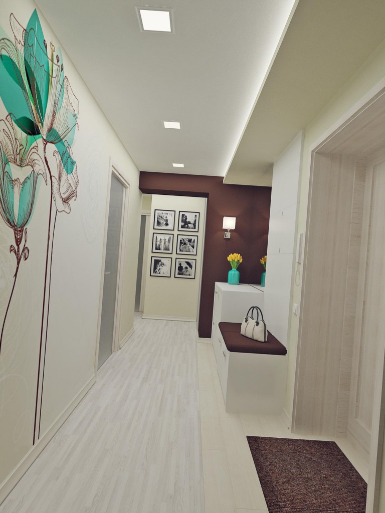 дизайн длинного коридора в трехкомнатной квартире 