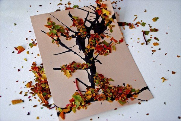 Аппликация и поделки из сухих листьев для детей на тему "Осень" с фото