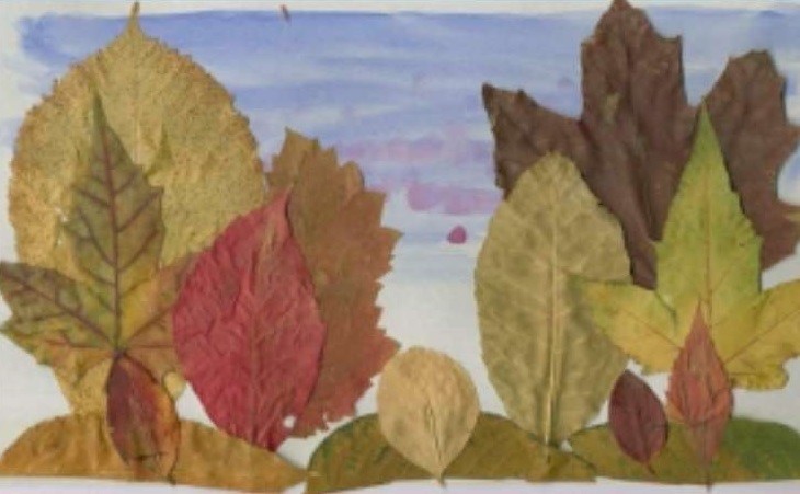 Аппликация из осенних листьев для детей 1 класса своими руками с фото