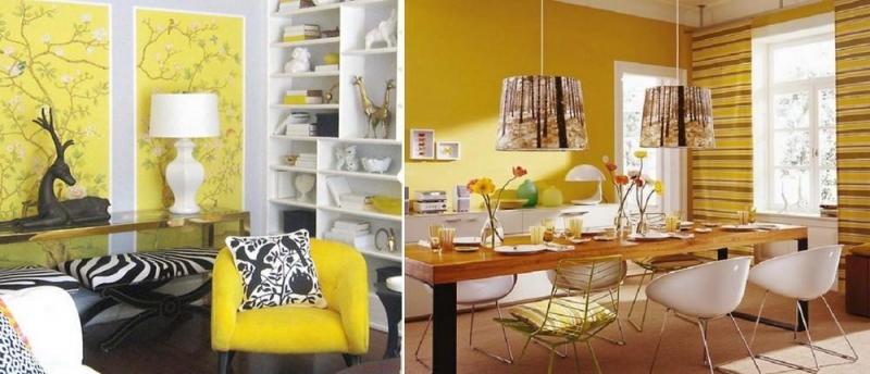 Желтые обои: фото в интерьере, золотые для стен, книга, цвета, светлые, какого цвета мебель подойдет к желтым обоям, видео
