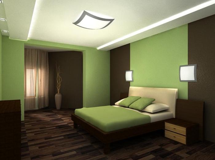 Обои зеленого цвета для большой гостиной комнаты