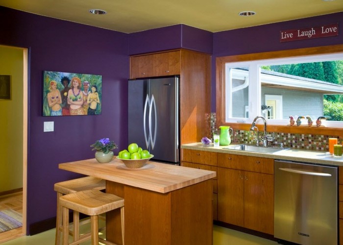 Обои фиолетового цвета для кухни