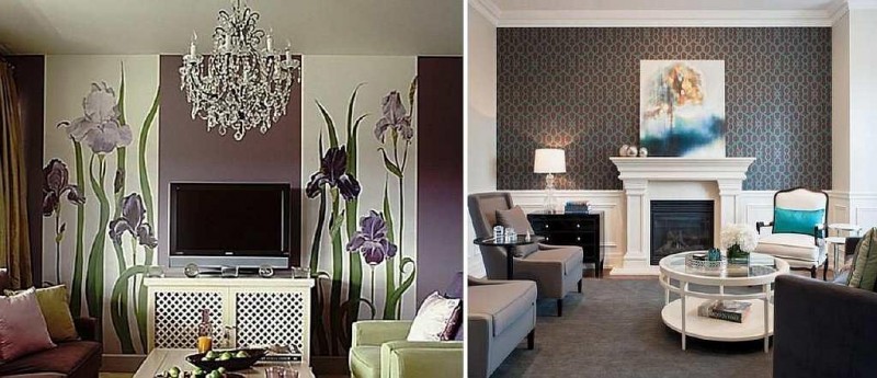 Комбинирование обоев в гостиной фото идеи: сочетание двух цветов для дизайна, комбинация, как правильно скомбинировать, поклеить, видео