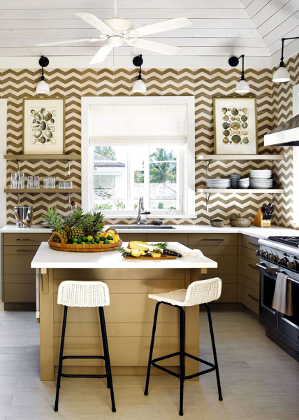 Красивая плитка с геометрическими узорами для кухонного фартука