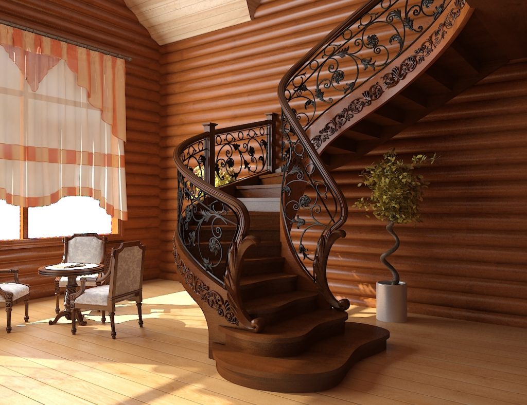 Красивая винтовая лестница для частного дома