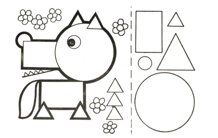 Аппликация из геометрических фигур для дошкольников или в детском саду