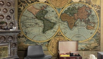 Обои в виде карты мира в комнату