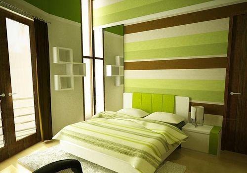 Обои зеленого и салатового цвета для спальни