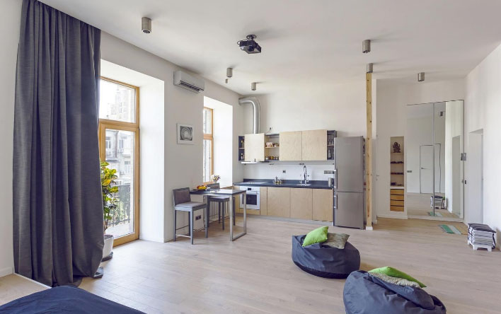 Идеи для маленькой квартиры студии — какие шторы увеличивают пространство