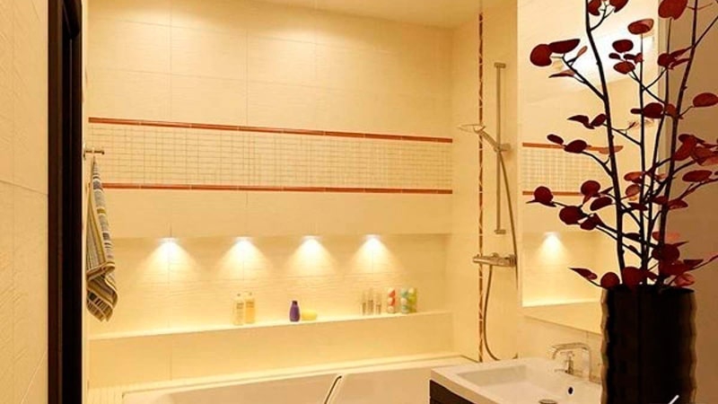 Ниша в ванной комнате: фото сборки полки из гипсокартона