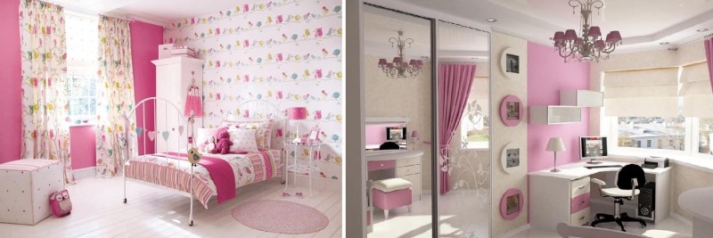 Розовые обои: в интерьере, какие подойдут, фон, с какими сочетаются, фото, цвет белый в комнату, шторы серо розовые в спальню, видео 