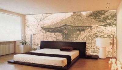 Обои в японском стиле на стенах комнаты