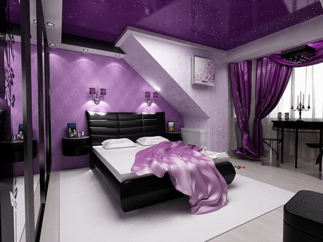 Фиолетовый цвет в интерьере, сочетание фиолетового цвета