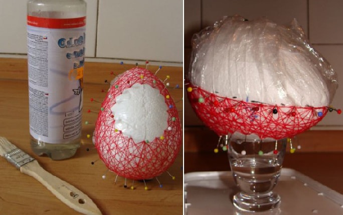 Декоративные пасхальные яйца из ниток