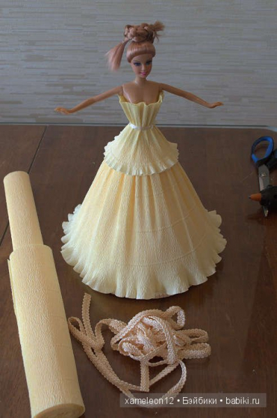 Платье из бумаги своими руками для куклы со схемами и видео