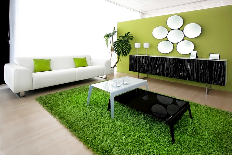 Зеленый ковер в интерьере: прогулка по зеленой траве в собственной гостиной (37 фото)
