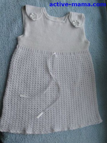 Крестильное платье для девочки крючком и спицами с фото