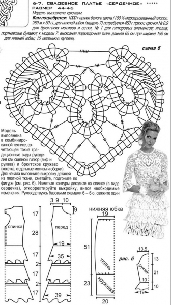 Свадебное платье крючком: схема с описанием и фото