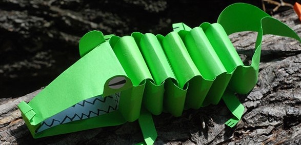 Поделка крокодил из бумаги: схема оригами для детей