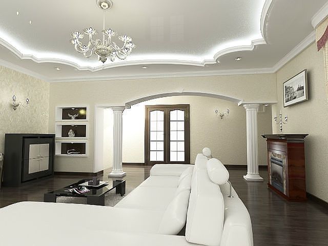 Потолок из гипсокартона: дизайн кухни, коридора