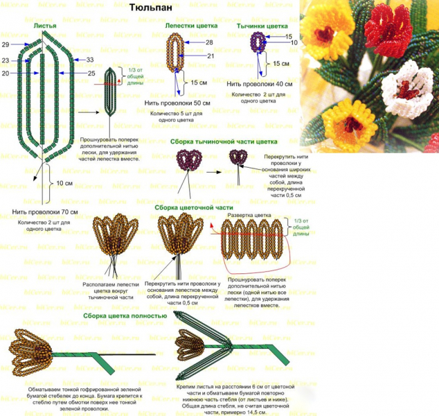 Цветы из бисера своими руками: схемы деревьев и цветов с мастер-классом, фото и видео