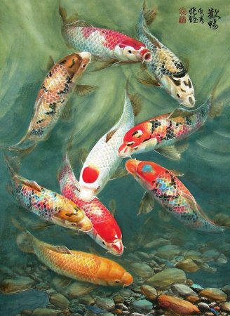 Схема вышивки крестом: "китайские рыбы карпы" скачать бесплатно