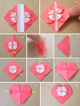 Сердечки из бумаги своими руками на стену в технике оригами