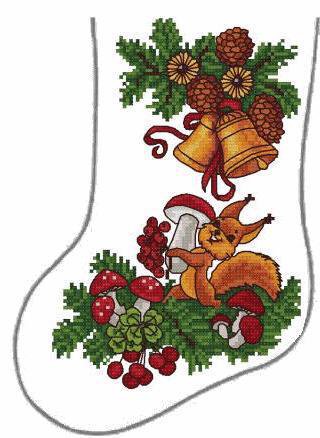 Схема вышивки крестом: "рождественский новогодний сапожок" скачать бесплатно