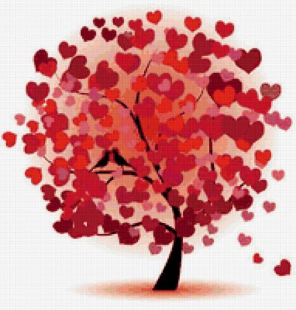 Схема вышивки крестом: "дерево любви" скачать бесплатно