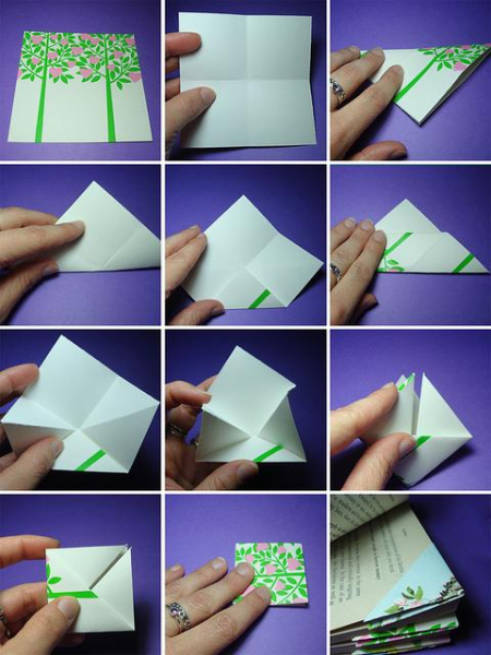Как сделать закладку из бумаги для книги: уголок по видео и фото