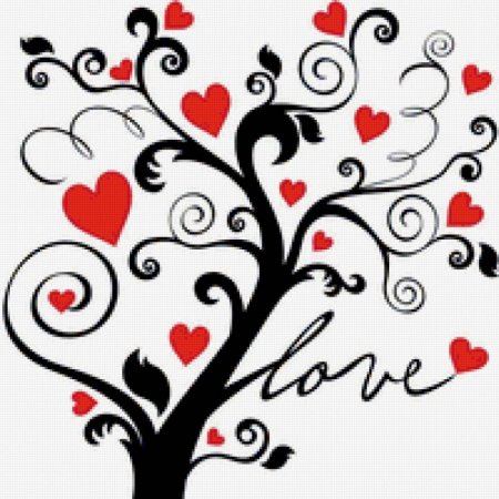 Схема вышивки крестом: "дерево любви" скачать бесплатно