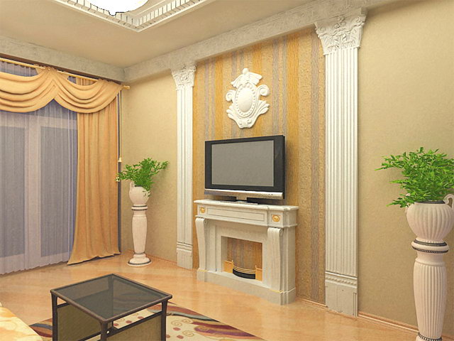 Молдинги в интерьере гостиной: дизайн и оформление стен с телевизором