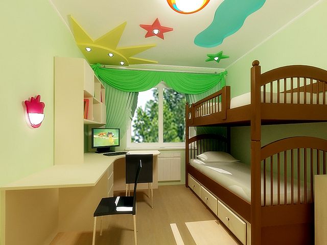 Дизайн узкой детской комнаты