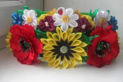 Цветы из фоамирана Кокошник Украинский венок Венок на голову Купить венок на голову Подсолнухи Маки
