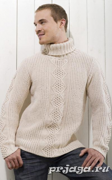 Мужской свитер спицами со схемами и описанием для начинающих с видео