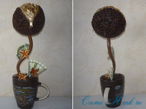 Топиарии из монет и кофе: мастер-класс с фото денежного дерева