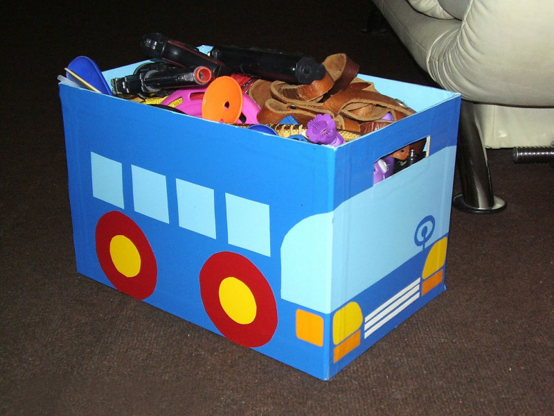 Коробка для игрушек своими руками из картона с фото