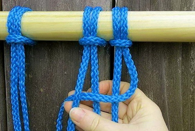Гамак своими руками плетение из бельевой веревки схемы