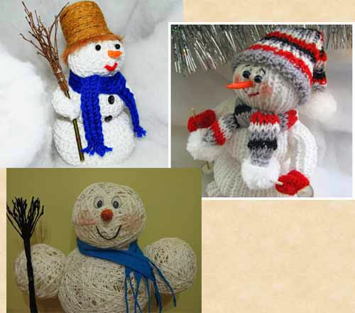 Новогодние поделки и игрушки на елку: Дед Мороз, Снегурочка, Снеговик. Шаблоны и мастер-класс