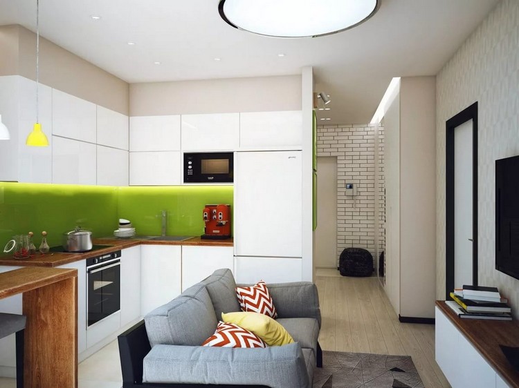Дизайн гостиной совмещенной с кухней: идеи для зонирования (37 фото)