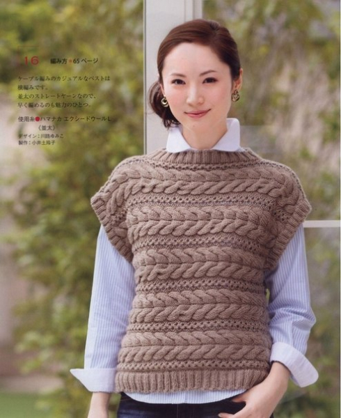 Поперечное вязание спицами жилета и пуловера для женщин с видео