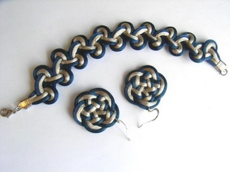 Схема плетения узла для заколки и брелка в технике макраме