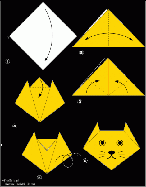 Оригами кошка: мастер-класс со схемами и видео