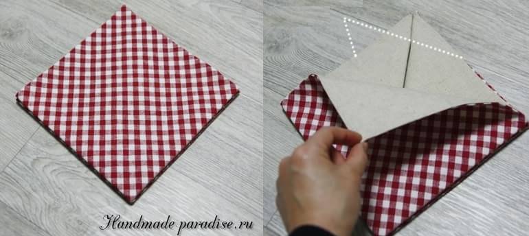 Корзинка из ткани в технике оригами