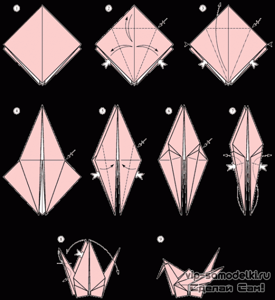 Оригами журавлик из бумаги своими руками: схема с фото и видео