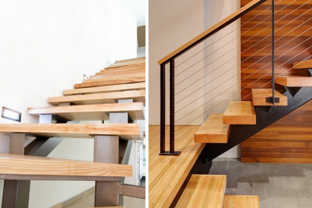 Лестницы на металлокаркасе с деревянными ступенями в Москве купить для дома