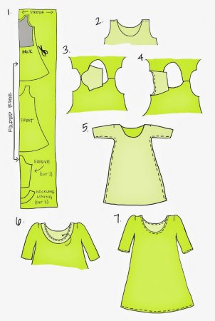 Прямое платье с рукавом без вытачек: выкройка платья прямого покроя