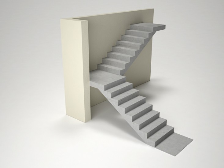 Г-образная бетонная лестница