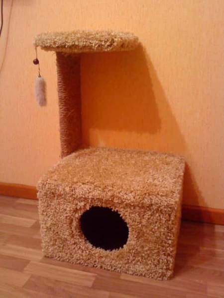 Кошачий домик своими руками: фото и чертежи дома с когтеточкой